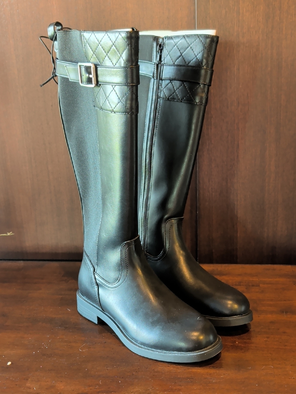 St. John's Bay Black Quilted-Trim Over-the-Knee Boots